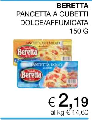 BERETTA PANCETTA A CUBETTI DOLCE/AFFUMICATA 150 G
