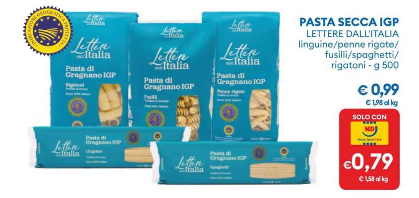 PASTA SECCA IGP LETTERE DALL'ITALIA
