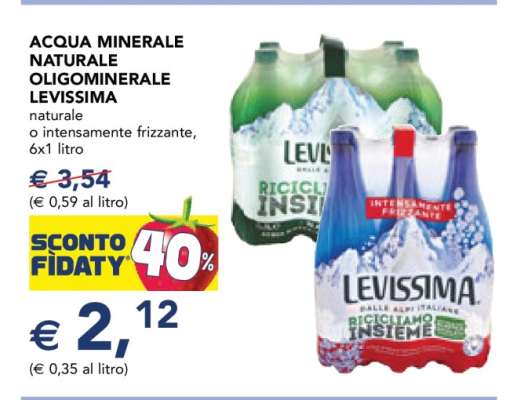ACQUA MINERALE NATURALE OLIGOMINERALE LEVISSIMA