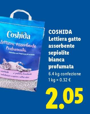 COSHIDA Lettiera gatto assorbente sepiolite bianca profumata