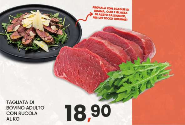 TAGLIATA DI BOVINO ADULTO CON RUCOLA AL KG