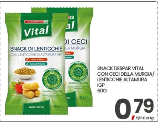SNACK DESPAR VITAL CON CECI DELLA MURGIA/LENTICCHIE ALTAMURA IGP