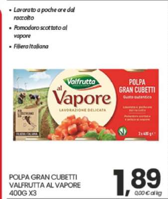 POLPA GRAN CUBETTI VALFRUTTA AL VAPORE 400G X3
