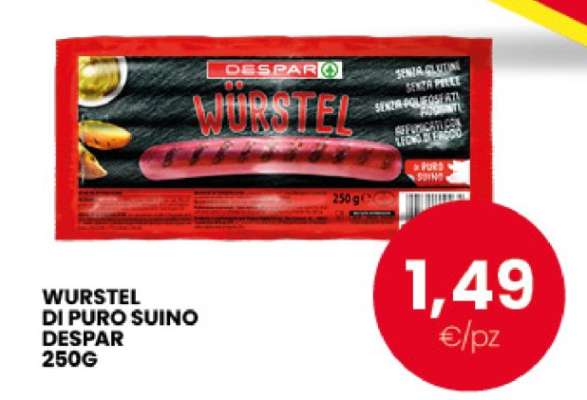 WURSTEL DI PURO SUINO DESPAR 250G