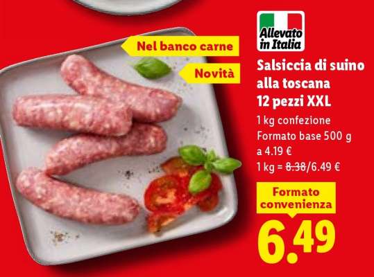 Salsiccia di suino alla toscana 12 pezzi XXL