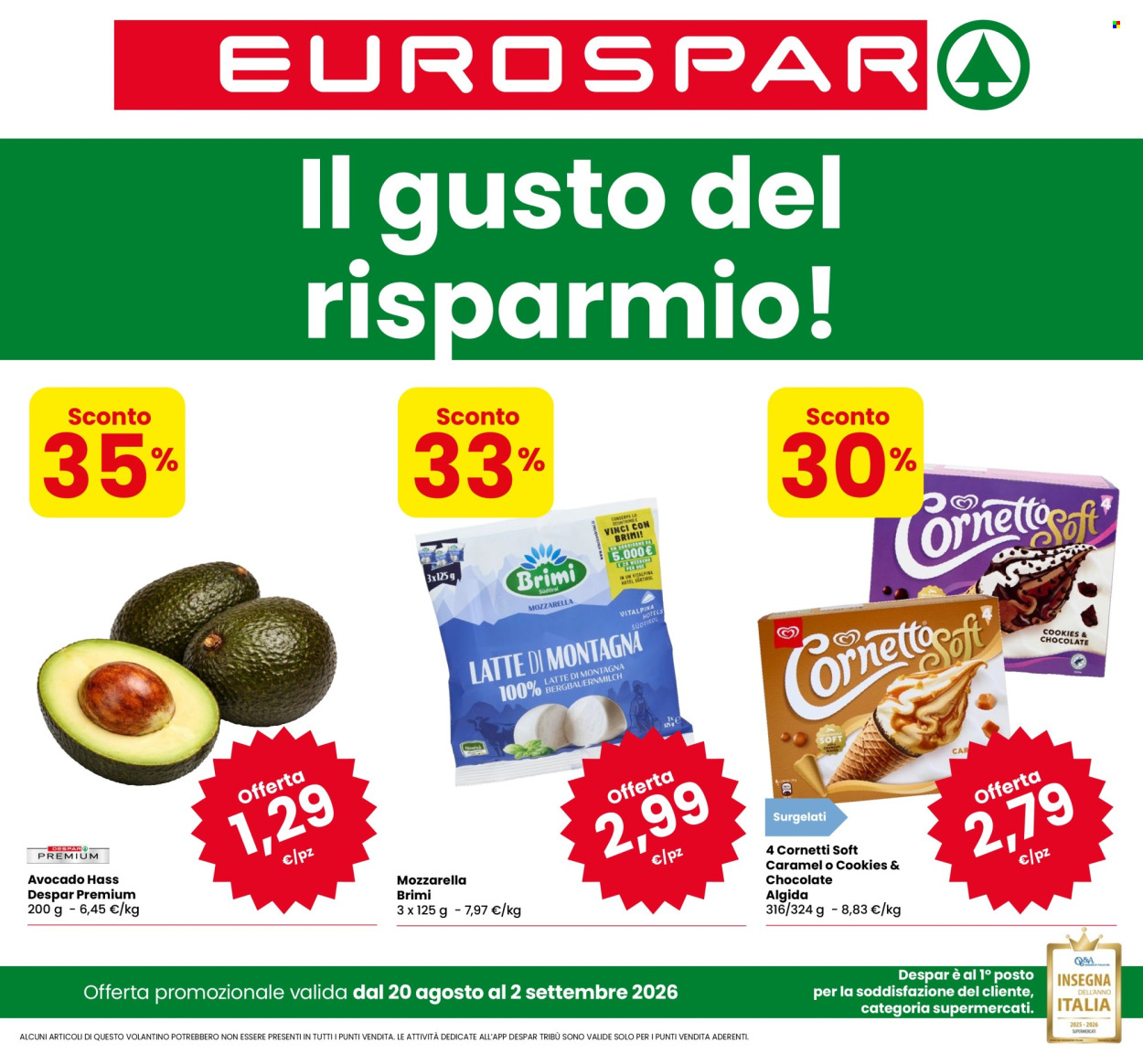 Volantino Eurospar - 20/8/2026 - 2/9/2026. Pagina 1