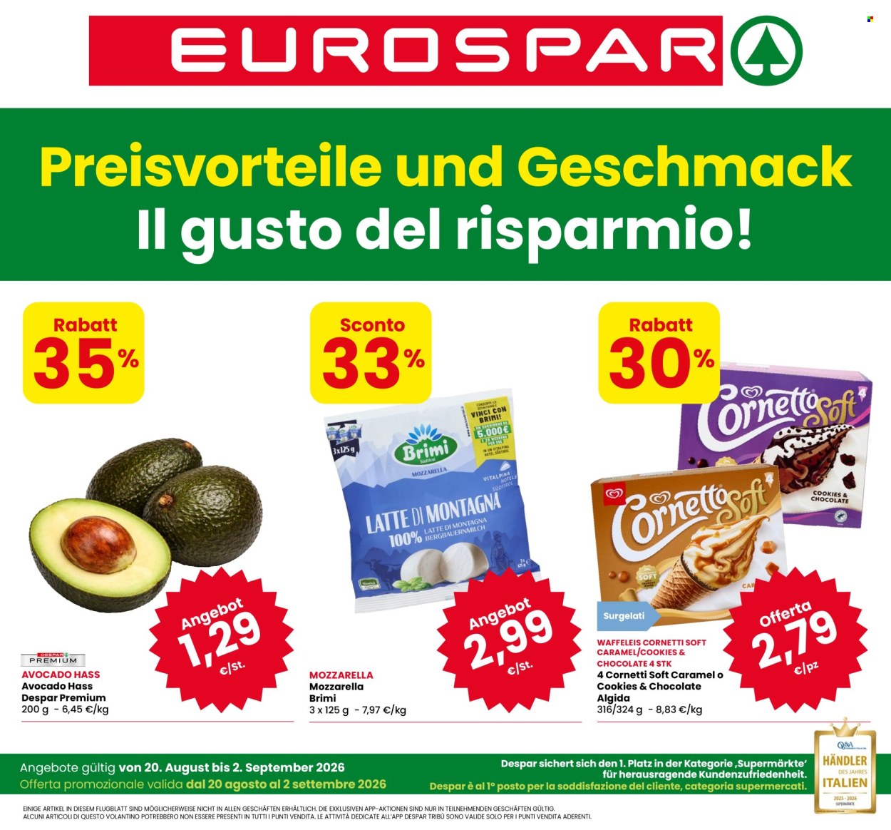 Leták Eurospar - 20.8.2026 - 2.9.2026. Strana 1