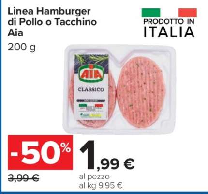 Linea Hamburger di Pollo o Tacchino Aia