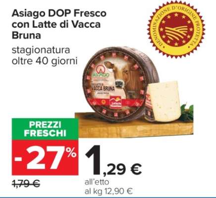 Asiago DOP Fresco con Latte di Vacca Bruna