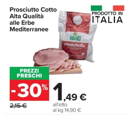 Prosciutto Cotto Alta Qualità alle Erbe Mediterranee
