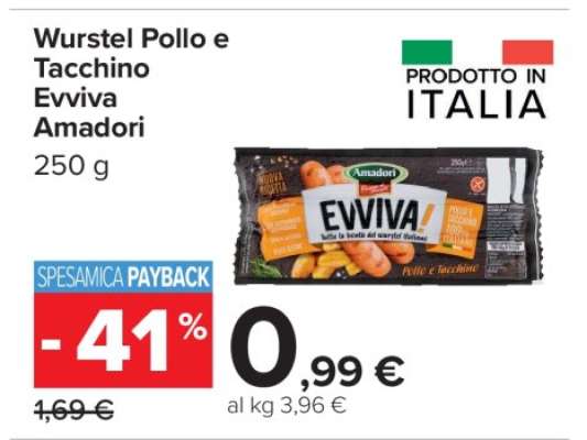 Wurstel Pollo e Tacchino Evviva Amadori