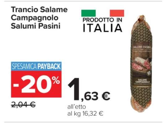 Trancio Salame Campagnolo Salumi Pasini