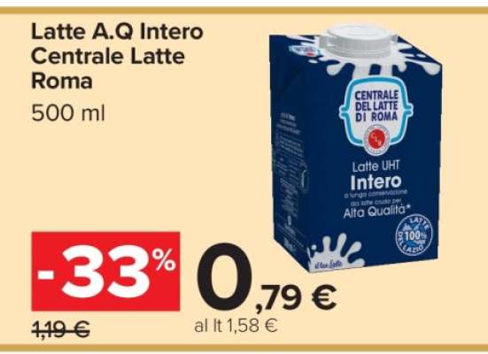 Latte A.Q Intero Centrale Latte Roma