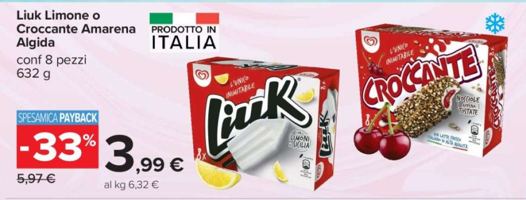 Liuk Limone o Croccante Amarena Algida
