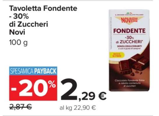Tavoletta Fondente -30% di Zuccheri Novi