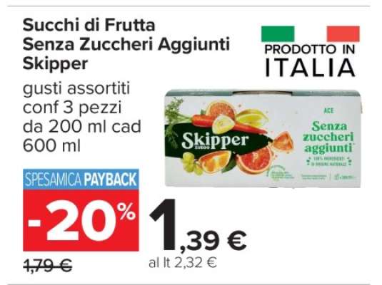 Succhi di Frutta Senza Zuccheri Aggiunti Skipper