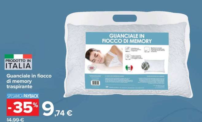 Guanciale in fiocco di memory traspirante
