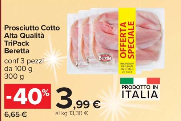 Prosciutto Cotto Alta Qualità Tripack Beretta