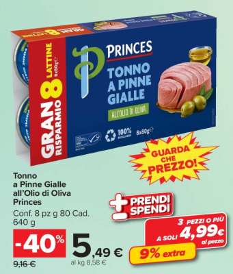 Tonno a Pinne Gialle all’Olio di Oliva Princes