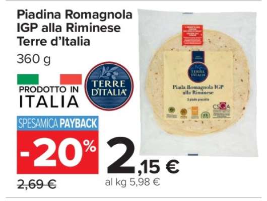 Piadina Romagnola IGP alla Riminese Terre d’Italia