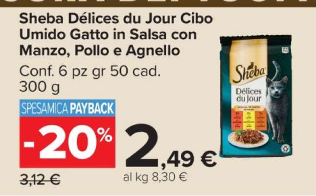 Sheba Délices du Jour Cibo Umido Gatto in Salsa con Manzo, Pollo e Agnello