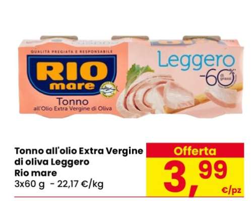 Tonno all'olio Extra Vergine di oliva Leggero Rio mare