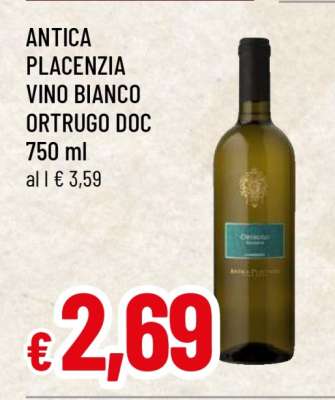 ANTICA PLACENZIA VINO BIANCO ORTRUGO DOC 750 ml