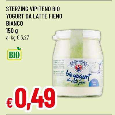 STERZING VIPITENO BIO YOGURT DA LATTE FIENO BIANCO