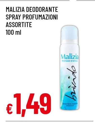 MALIZIA DEODORANTE SPRAY PROFUMAZIONI ASSORTITE