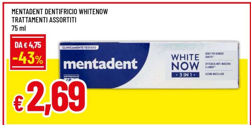 MENTADENT DENTIFRICIO WHITENOW TRATTAMENTI ASSORTITI