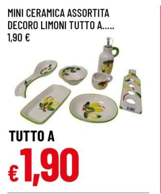 MINI CERAMICA ASSORTITA DECORO LIMONI