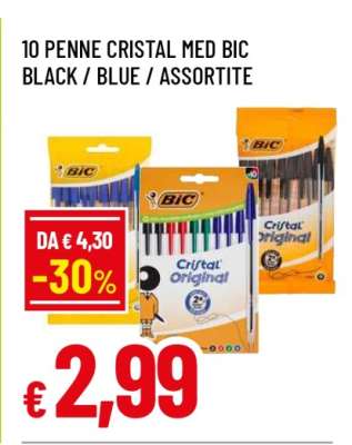 10 PENNE CRISTAL MED BIC