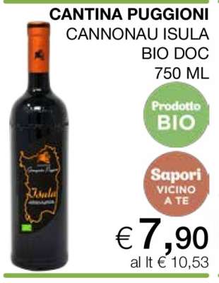 CANTINA PUGGIONI CANNONAU ISULA BIO DOC 750 ML