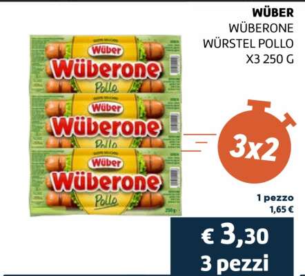 WÜBER WÜBERONE WÜRSTEL POLLO X3 250 G