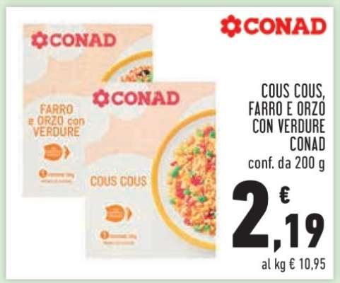 COUS COUS, FARRO E ORZO CON VERDURE CONAD