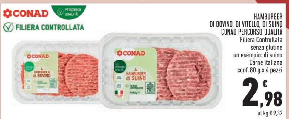 HAMBURGER DI BOVINO, DI VITELLO, DI SUINO