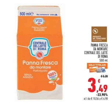 Panna Fresca da Montare Centrale del Latte di Roma 500 ml