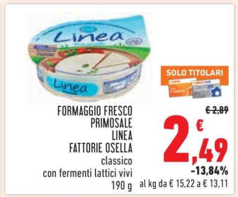 Formaggio Fresco Primosale Linea Fattorie Osella