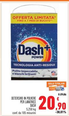 Detersivo in polvere per lavatrice Dash