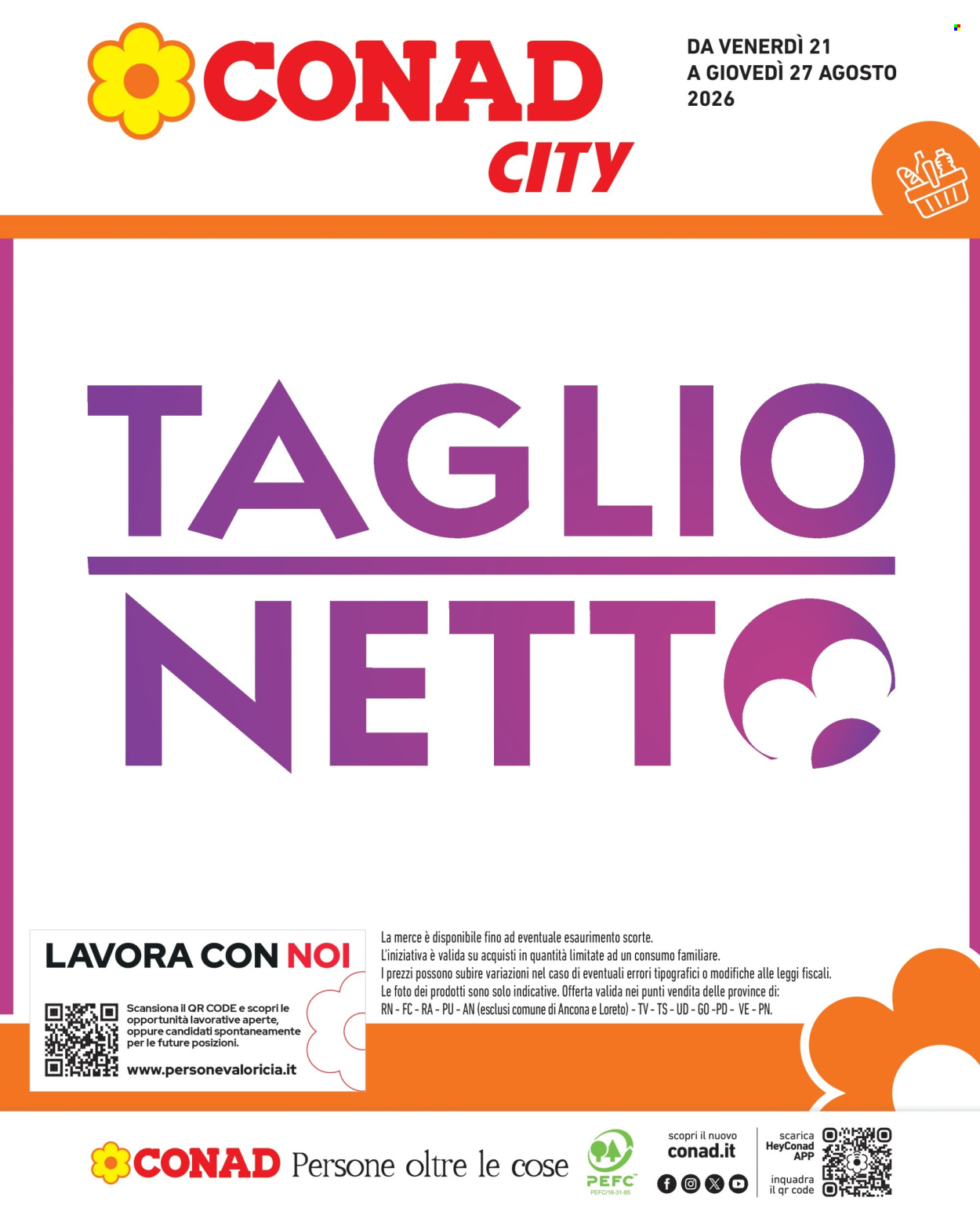 Volantino Conad - 21/8/2026 - 27/8/2026. Pagina 1