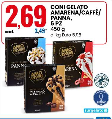 CONI GELATO AMARENA/CAFFÈ/PANNA