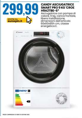 CANDY ASCIUGATRICE SMART PRO 9 KG 'CROE H9A2TBE-S'