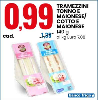 TRAMEZZINI TONNO E MAIONESE/COTTO E MAIONESE