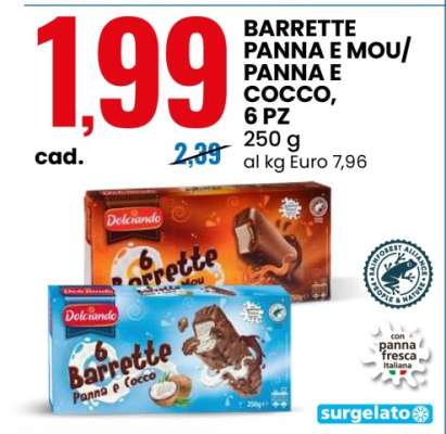 BARRETTE PANNA E MOU/PANNA E COCCO, 6 PZ