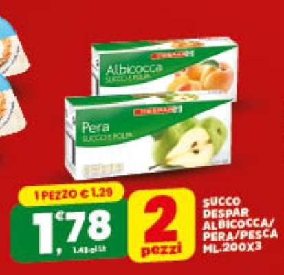 SUCCO DESPAR ALBICOCCA/PERA/PESCA ML.200X3
