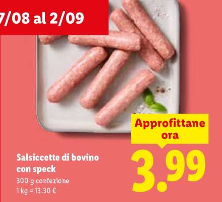 Salsiccette di bovino con speck