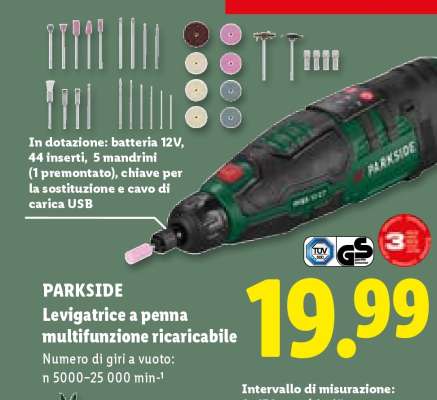 PARKSIDE Levigatrice a penna multifunzione ricaricabile