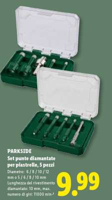 PARKSIDE Set punte diamantate per piastrelle, 5 pezzi