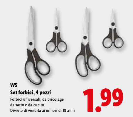 W5 Set forbici, 4 pezzi