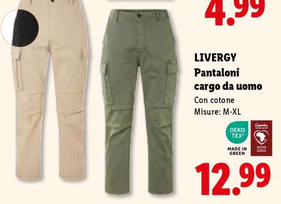 LIVERGY Pantaloni cargo da uomo